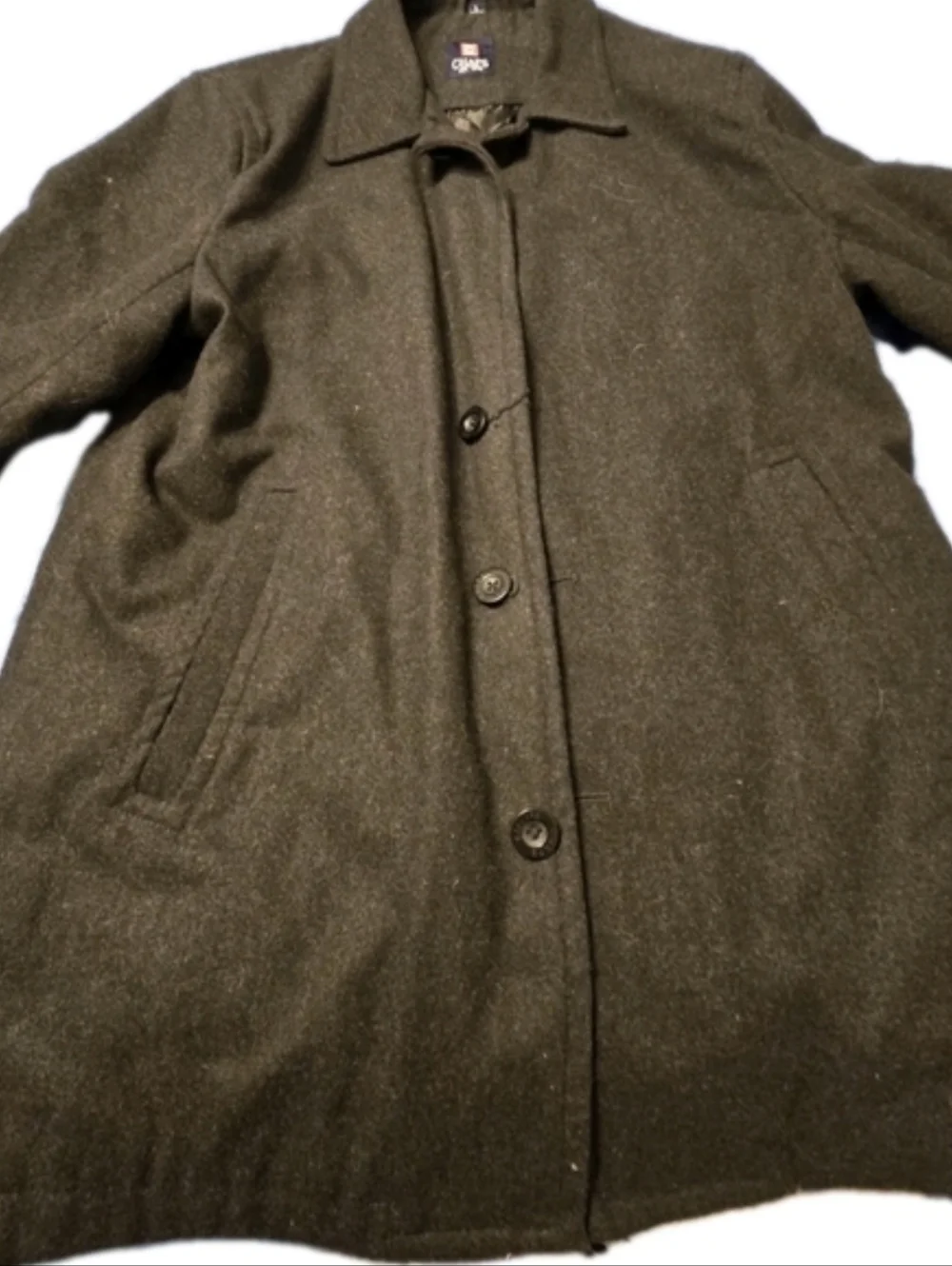 Chaps Mens Wool Blend Coat Jacket Black Button Front L Classic